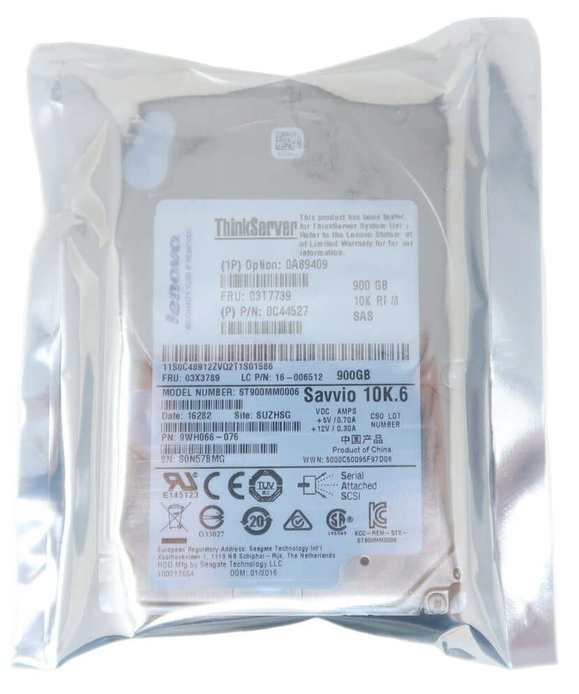 03T7739 Lenovo 900GB 10K SAS 6Gbps 2.5" SAS RD430 RD440 RD630 RD640