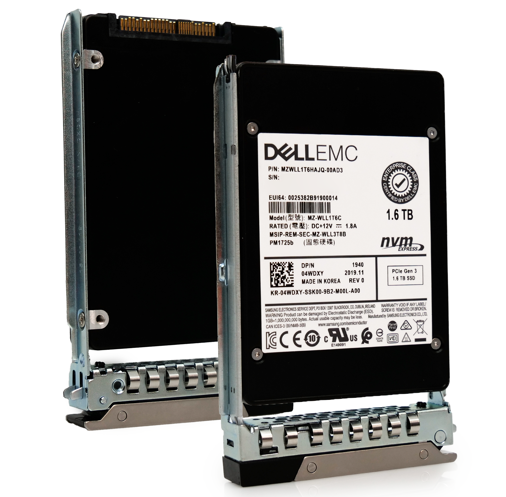 Dell G14 04WDXY 1.6TB 3 DWPD PCIe Gen 3.0 x4 4GB/s Read Intensive 3D TLC 2.5in Refurbished SSD
