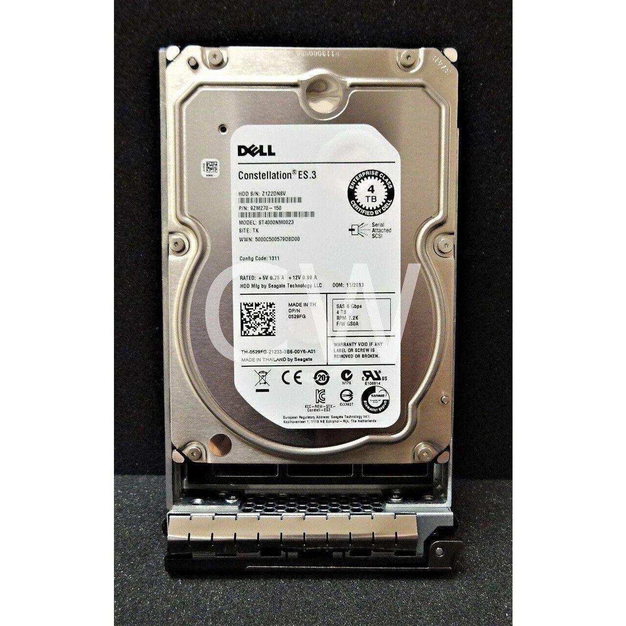0529FG Dell 529FG 0529FG 4TB 7.2K RPM 6Gb/s 128MB SAS 3.5" Hard Drive ST4000NM0023 616639018172