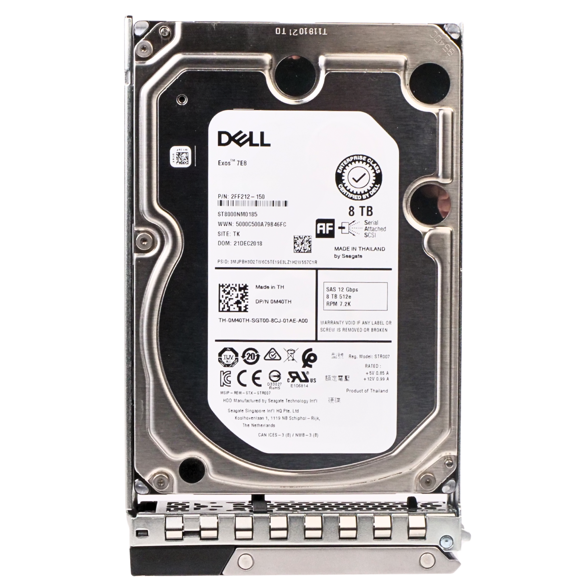 Dell G14 2FF212-150 8TB 7.2K RPM SAS 12Gb/s 512e 3.5in Refurbished HDD