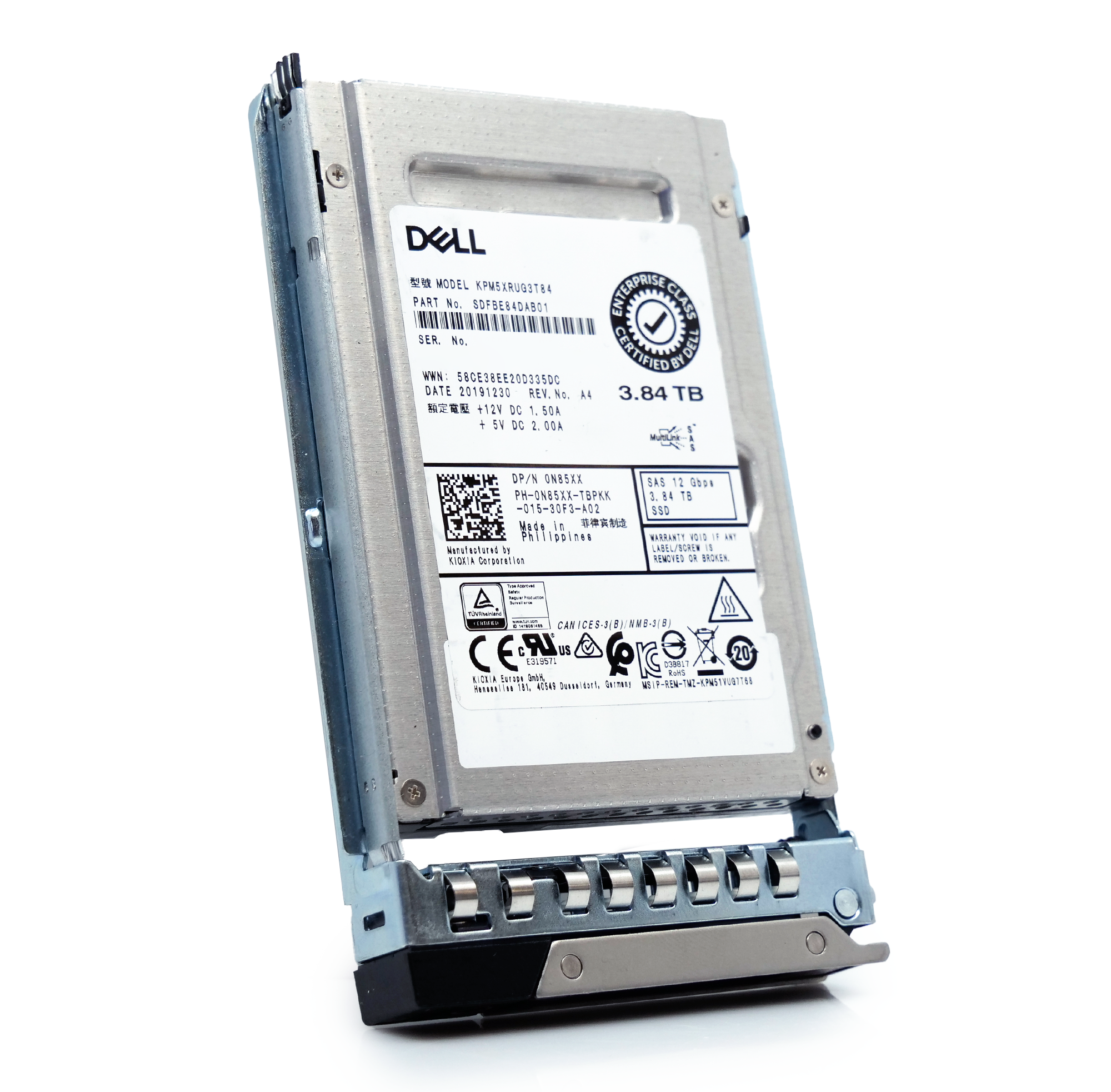 Dell G14 0N85XX 3.84TB 1 DWPD SAS-3 12Gb/s Read Intensive 3D TLC 2.5in Refurbished SSD