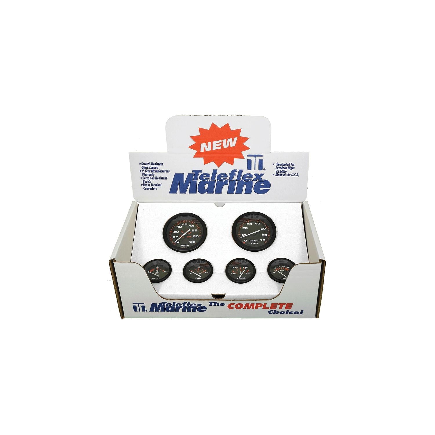 Sierra 68363P Amega Signature Series 6-Gauge Set, For Inboard/Sterndrive, Tach/Speedo/Volt/Fuel/Temp/Oil
