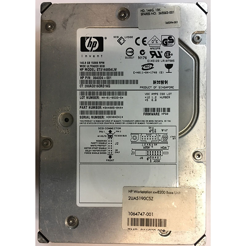 364324-001 – HP 146GB 15K RPM SCSI 3.5″ HDD U320 68 pin