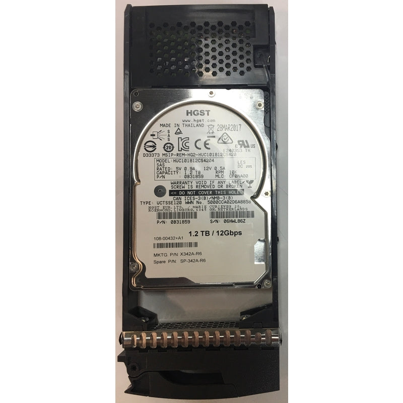 108-00432 – NetApp 1.2TB 10K RPM SAS 2.5" HDD for DS2246 24 bay enclosure, DS224C 24 bay enclosure, FAS2750, FAS2650