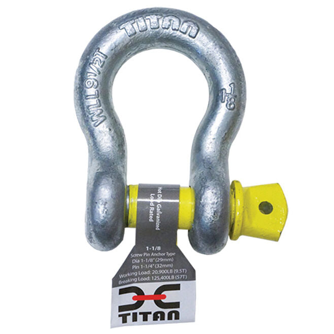 Titan Chain 10319061 Hot Galvanized Bow Shackle, 1-3/8"