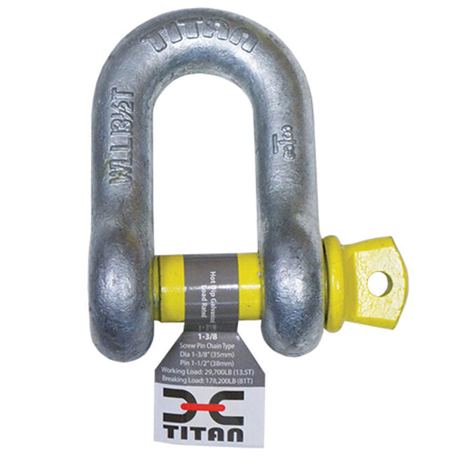 Titan Chain 10319065 Hot Galvanized D Shackle, 7/16"