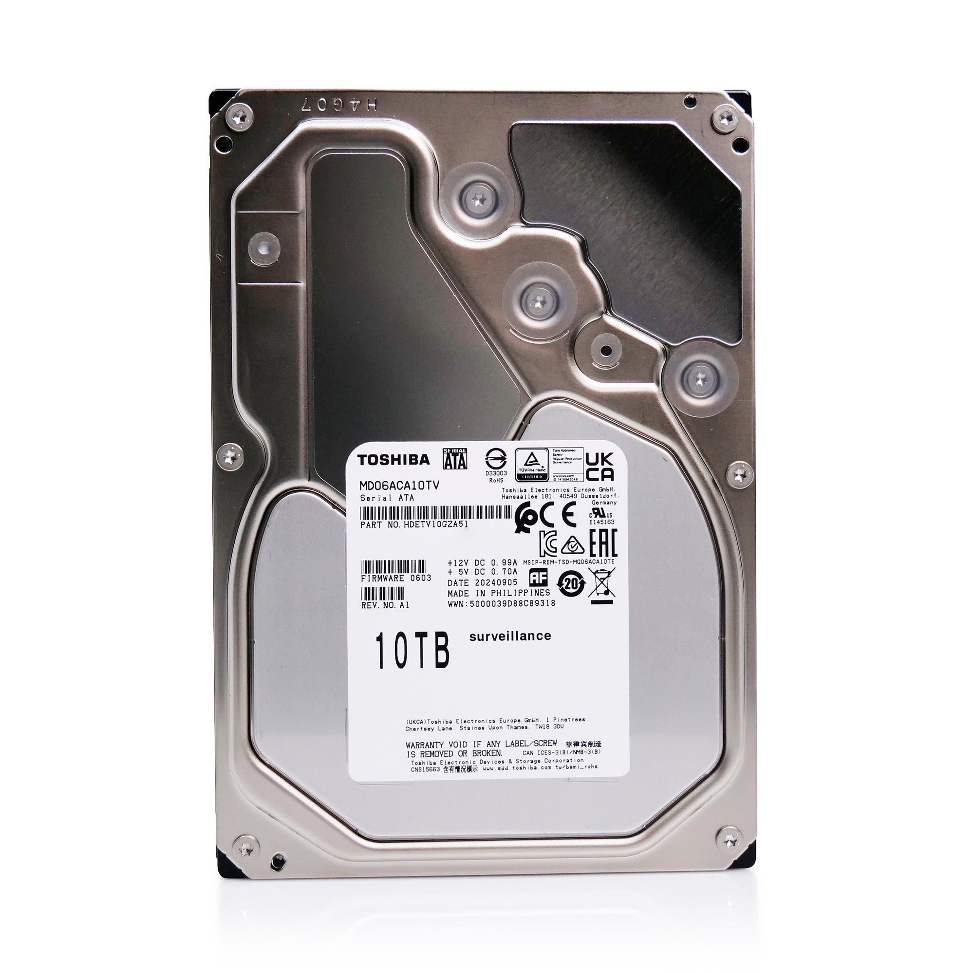 Toshiba MD06 MD06ACA10TV 10TB 7.2K RPM SATA 6Gb/s 512e 3.5in Surveillance Hard Drive