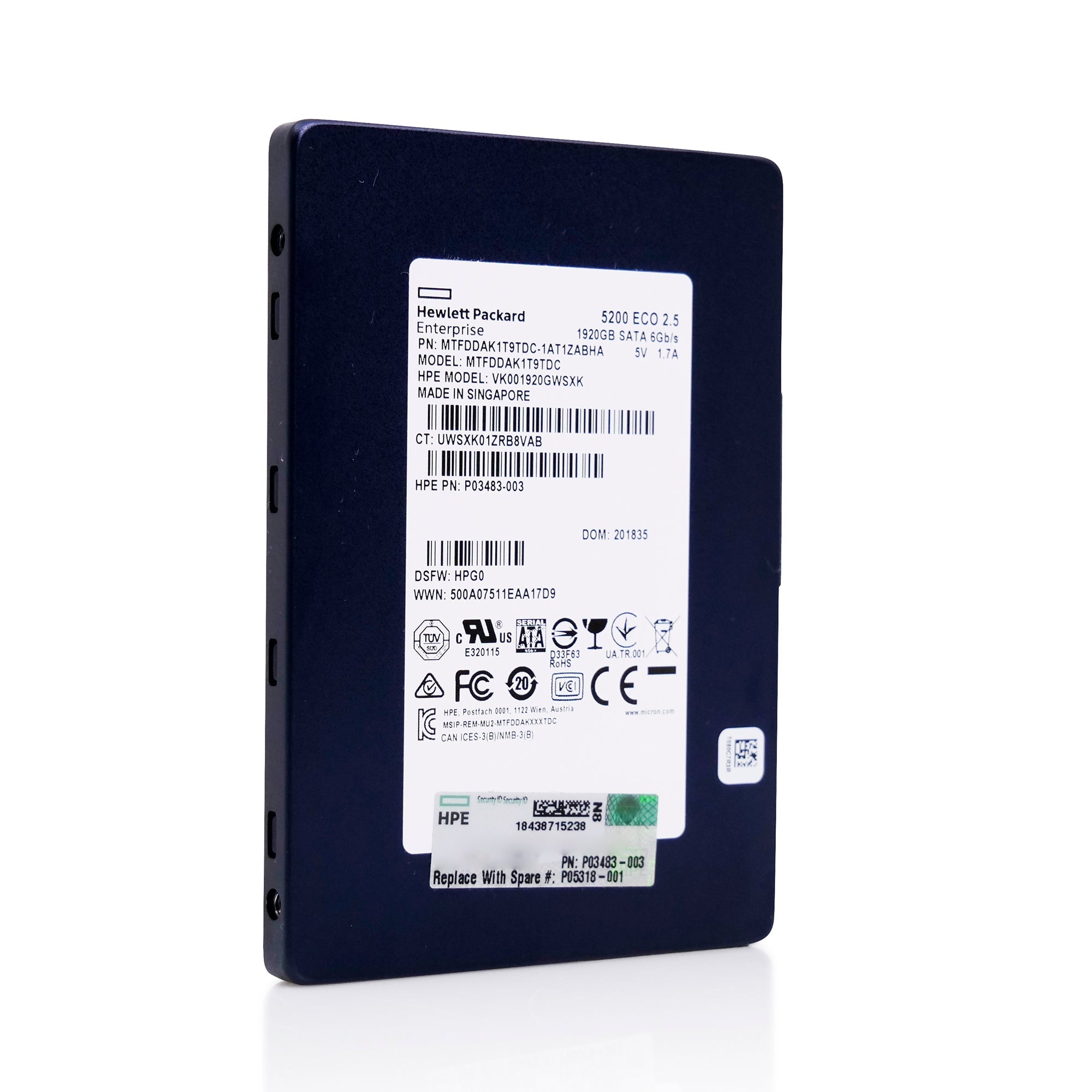 HP VK001920GWSXK 1.92TB SATA 6Gb/s 3D TLC 2.5in Refurbished SSD