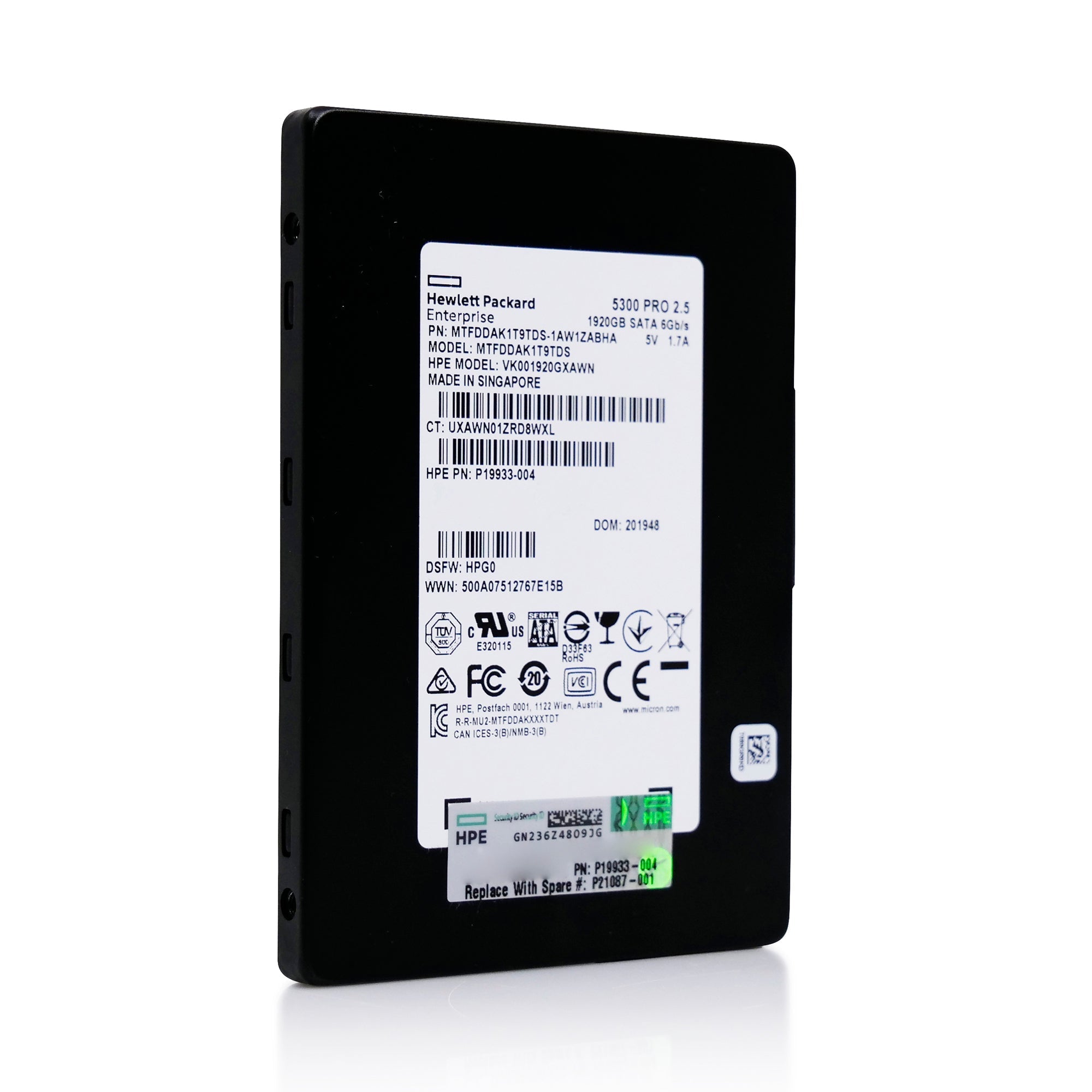 HP VK001920GXAWN 1.92TB SATA 6Gb/s 3D TLC 2.5in Refurbished SSD