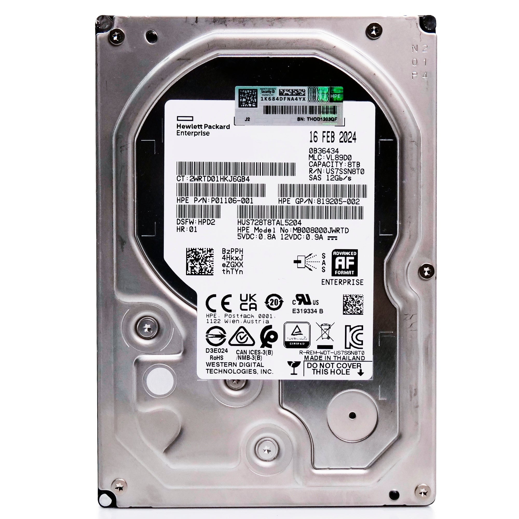 HP Generation 10 P01106-001 8TB 7.2K RPM SAS 12Gb/s 512e 3.5in Recertified Hard Drive