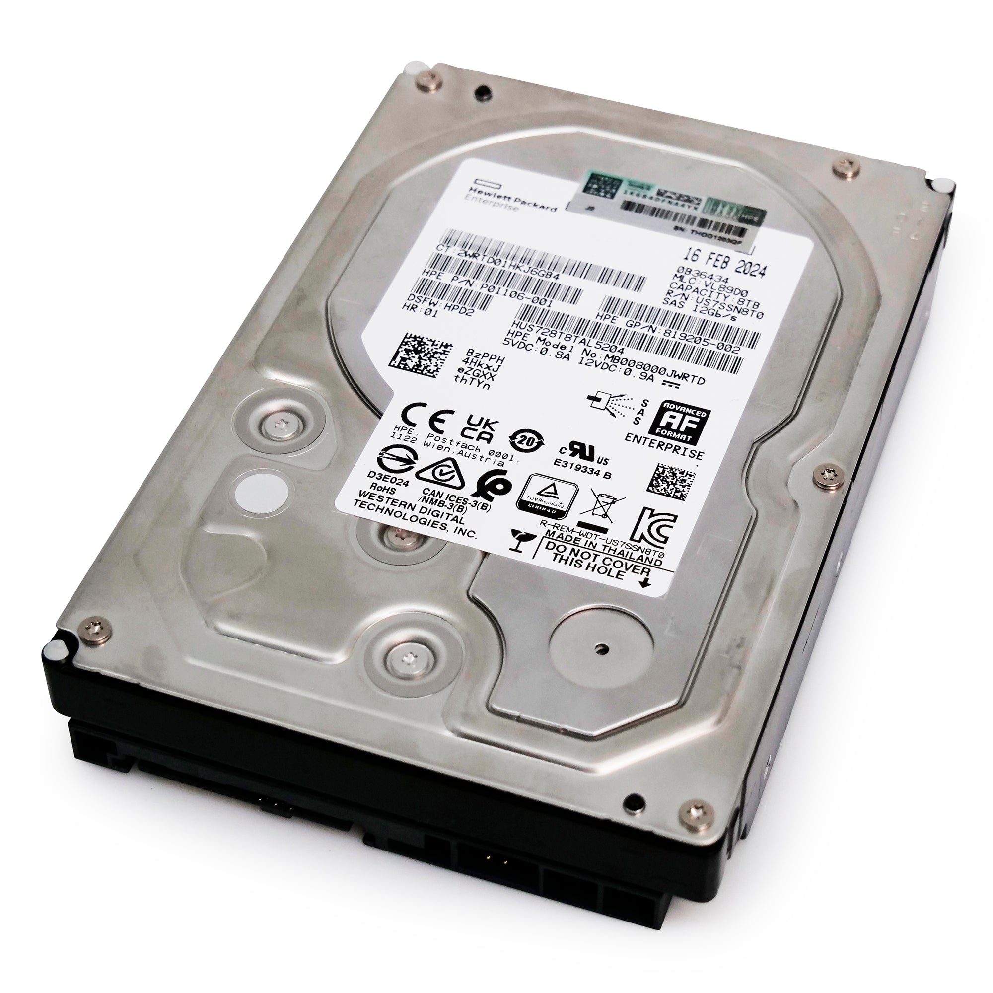 Western Digital/HP Ultrastar DC HC320 HUS728T8TAL5204 8TB 7.2K RPM SAS 12Gb/s 512e 3.5in Refurbished HDD
