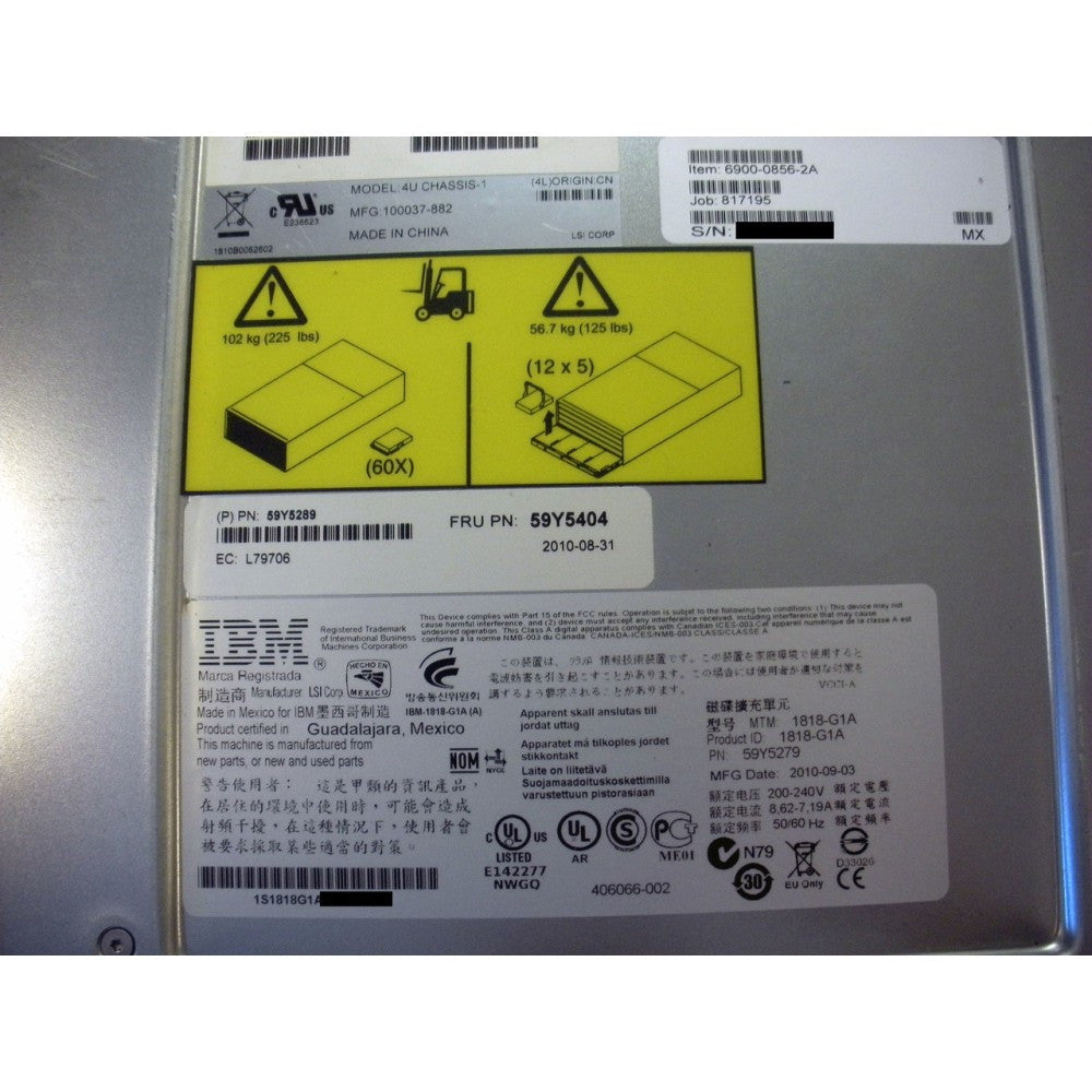 IBM 1818-G1A EXP5060 High Density Disk Enclosure with 60TB & Rack Kit