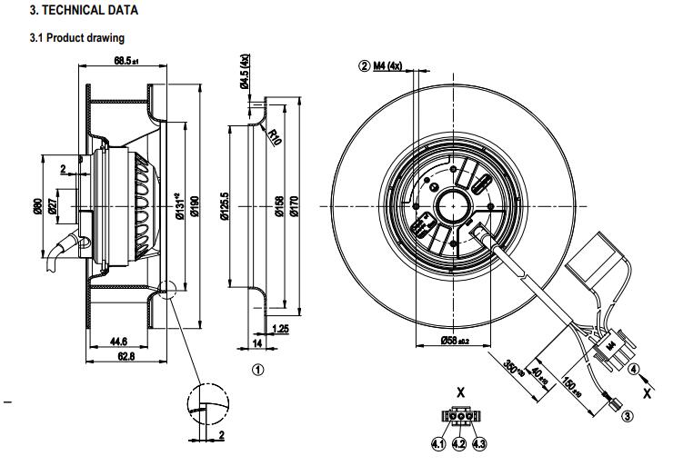 EBM-Papst R2E190-AO26-85 Blowers AC Backward Curved Motorized Impeller230V 58W/75W 2500RPM/2700RPM 190 X 62.7mm - aloinfousa.com