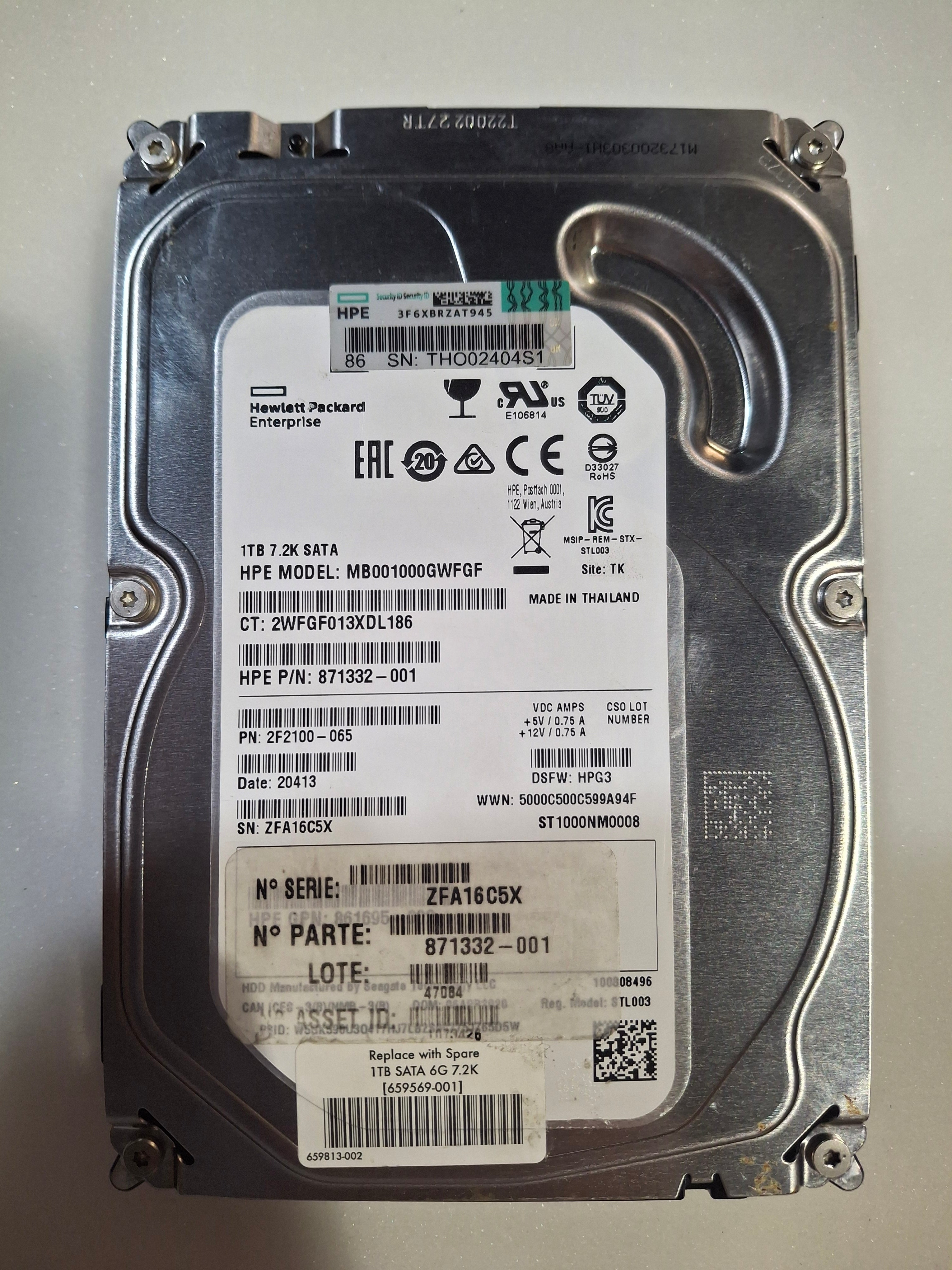 HPE 659569-001 871332-001 - 1TB 7.2K 6G 3.5in SC SATA HDD | Alo Tech Solutions