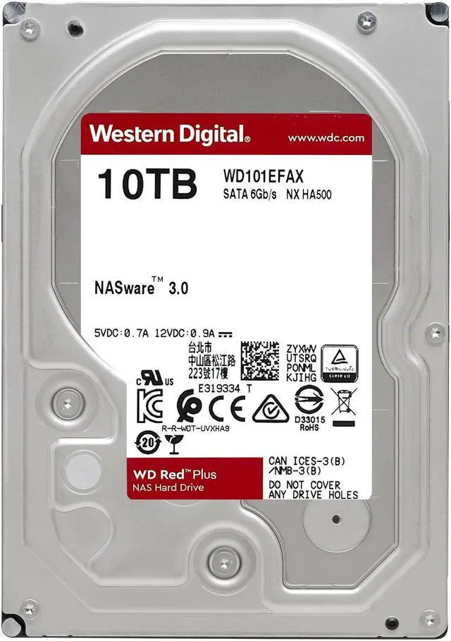 Alt view image 3 of 9 - WD Red Plus 10TB NAS Hard Disk Drive - 5400 RPM Class SATA 6Gb/s, CMR, 256MB Cache, 3.5 Inch - WD101EFAX