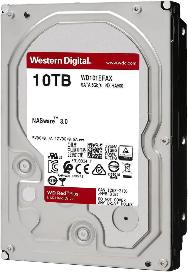 Alt view image 4 of 9 - WD Red Plus 10TB NAS Hard Disk Drive - 5400 RPM Class SATA 6Gb/s, CMR, 256MB Cache, 3.5 Inch - WD101EFAX