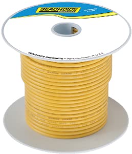 Seachoice 50-63087 Tinned Copper Marine Wire, 12 AWG, Yellow, 100'