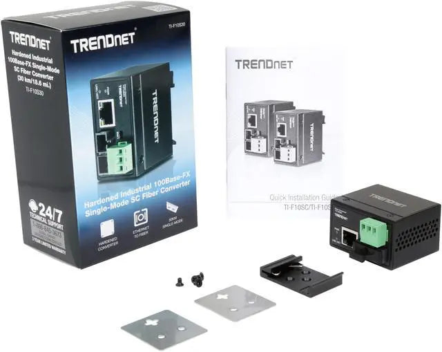 Alt view image 6 of 6 - TRENDnet Hardened Industrial 100Base-FX Single-Mode SC Fiber Converter, (30 km, 18.6 Miles), IP40 Rated Housing, TI-F10S30