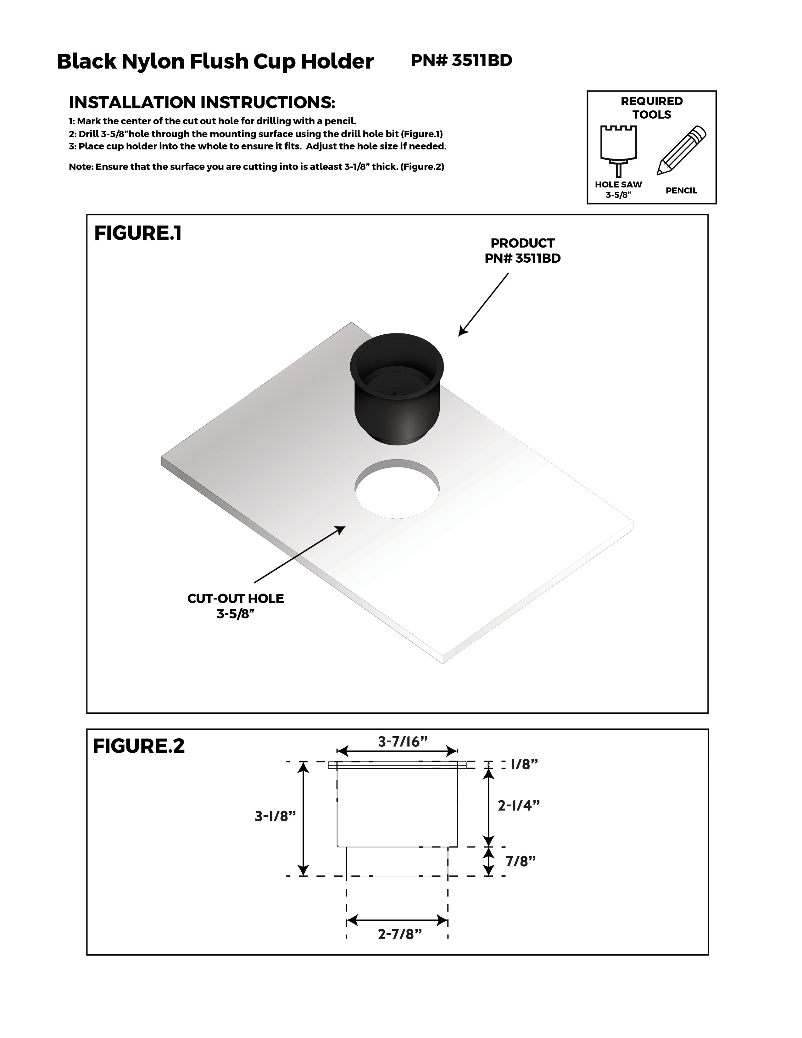 Whitecap Nylon Flush Cup Holders 3511BD 3511WD Black or White