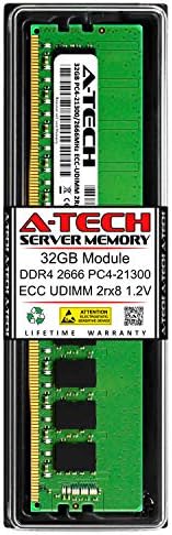 A-Tech 32GB Replacement for Samsung M391A4G43MB1-CTD - DDR4 2666MHz PC4-21300 ECC UNBUFFERED UDIMM 2rx8 1.2v - Single Server Memory Ram Stick|B08D6Z1MKN