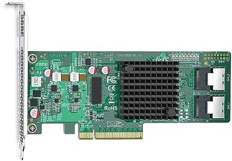 PCIe 3.0 x8 12G External SAS/SATA HBA RAID Controller Card, Broadcom 3008 Chip, Compatible with LSI 9300-8E, Mini SAS HD (SFF-8644 Connector, for Server/Storage Expansion