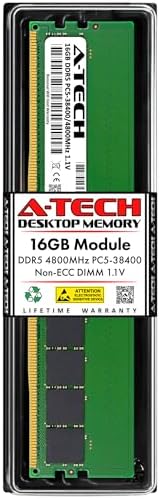 A-Tech 32GB DDR5 4800MHz PC5-38400 CL40 UDIMM 2Rx8 Dual Rank 1.1V Non-ECC Unbuffered DIMM 288-Pin Desktop PC/Computer RAM Memory Upgrade Module|B0B17JW787