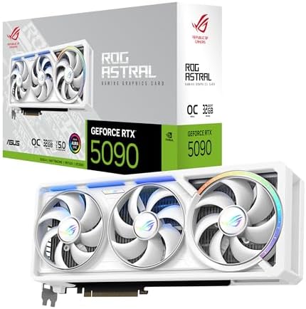 ASUS ROG Astral GeForce RTX™ 5090 OC Edition Gaming Graphics Card (PCIe® 5.0, 32GB GDDR7, HDMI®/DP 2.1, 3.8-Slot, 4-Fan Design, Axial-tech Fans, Patented Vapor Chamber, Phase-Change GPU Thermal pad
