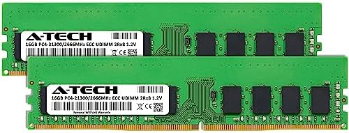 A-Tech Server 32GB Kit (2x16GB DDR4 2666MHz PC4-21300 ECC UDIMM 2Rx8 Dual Rank 1.2V ECC Unbuffered DIMM 288-Pin Server & Workstation RAM Memory Upgrade Modules (A-Tech Enterprise Series