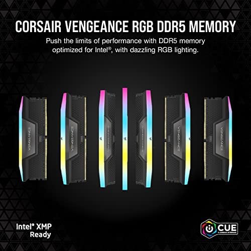 CORSAIR Vengeance RGB DDR5 RAM 16GB (2x8GB 5200MHz CL40 Intel XMP iCUE Compatible Computer Memory - Black (CMH16GX5M2B5200C40