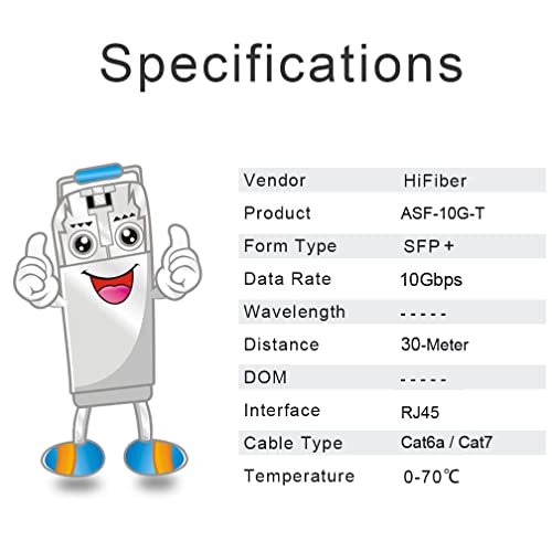 H!Fiber 10Gb SFP+ RJ45 Transceiver, 10Gbase-T SFP+ Ethernet Module Support 10G/5G/2.5G/1.25G, Compatible with Cisco SFP-10G-T-S, Ubiquiti UF-RJ45-10G, UniFi, Meraki,MikroTik,Supermicro and More, 30m|B06XQBFHNL