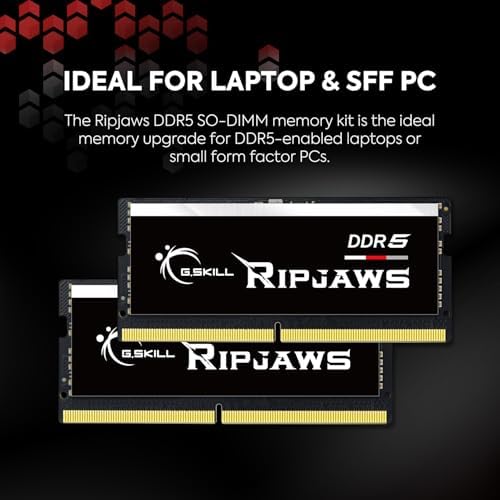 G.SKILL Ripjaws DDR5 SO-DIMM Series DDR5 RAM 32GB (2x16GB) 4800MT/s CL34-34-34-76 1.10V Unbuffered Non-ECC Notebook/Laptop Memory SO-DIMM (F5-4800S3434A16GA2-RS)|B0B1GMD6SB