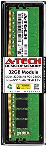 A-Tech 64GB (2x32GB DDR4 3200 MHz UDIMM PC4-25600 (PC4-3200AA CL22 DIMM 2Rx8 Non-ECC Desktop RAM Memory Modules