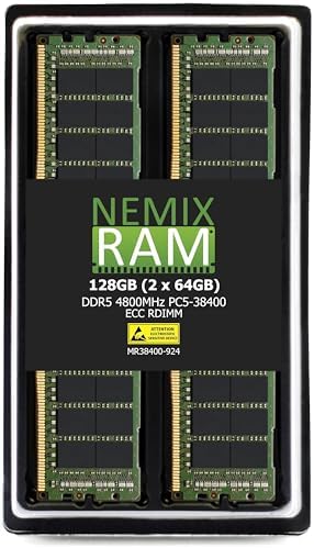 NEMIX RAM 128GB (2X64GB DDR5 4800MHZ PC5-38400 2Rx4 1.1V CL40 288-PIN ECC RDIMM Registered Server Memory KIT Compatible with Dell PowerEdge R660 Rack Server
