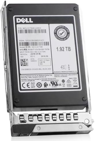Dell 1.92TB SAS 12Gb/s 3D TLC V-NAND 2.5in Enterprise PowerEdge Read-Intensive SSD for: R440 R750 R450 T150 R470 T560 T40 R250 R740 R640 T550 T350 R540 R840 ME4024 R650XS 0FDVMH G16 (Renewed