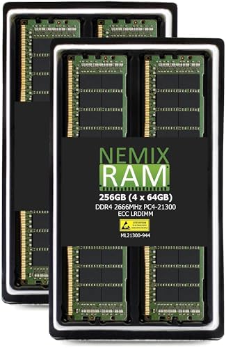 NEMIX RAM 32GB (2X16GB DDR4 2666MHZ PC4-21300 1Rx8 1.2V CL19 288-PIN ECC RDIMM Registered Server Memory KIT Compatible with Dell EMC PowerEdge R7425 Server