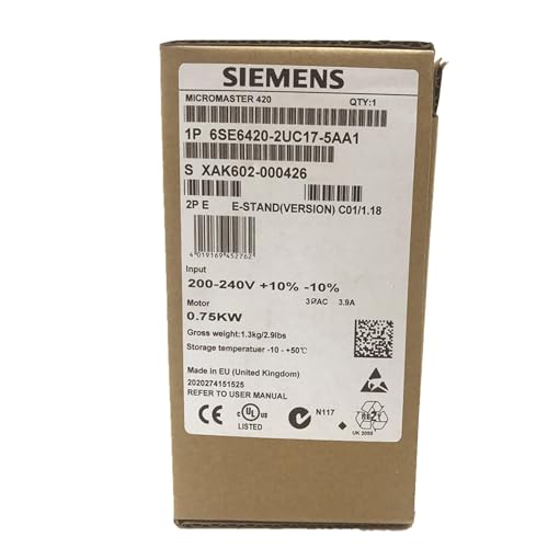 Fit for Siemens 6SE6420-2UC17-5AA1 MICROMASTER 420 Frequency Inverter PLC Module New|B0DX2MJSMV