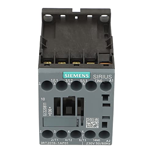 3RT2016-1AP01 | SIEMENS Power CONTACTOR, AC3, 9A, 4KW/400V, 1NO, 230VAC, 50/60HZ, 3 Pole, Size S00, Screw Terminal