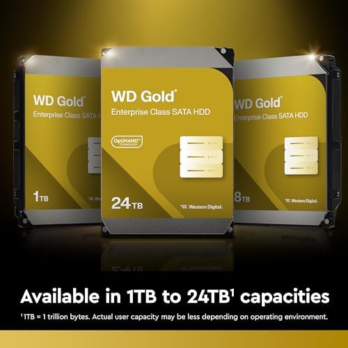 Western Digital 24TB WD Gold Enterprise Class SATA Internal Hard Drive HDD - 7200 RPM, SATA 6 Gb/s, 512 MB Cache, 3.5" - WD242KRYZ|B0DMB8BV8V