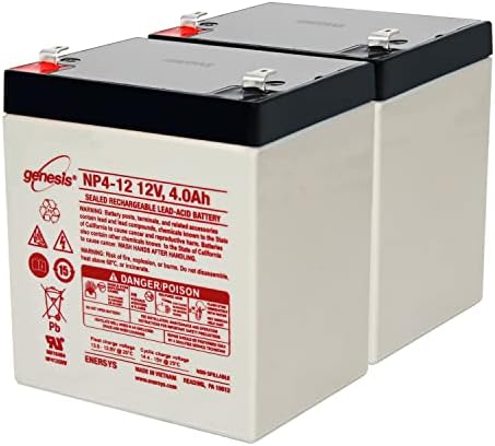 EnerSys Genesis NP4-12 - 12 Volt/4 Amp Hour Sealed Lead Acid Battery with 0.187 Fast-on Connector (2 Pack)|B00V57JC74