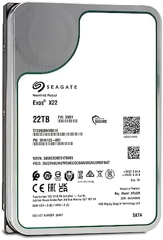 Seagate Exos X22 22TB SATA 6Gb/s 7200RPM 3.5" Enterprise Hard Drive - ST22000NM001E (Renewed