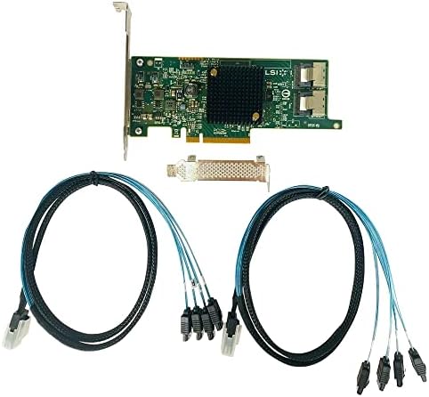 SAS HBA Card Compatible with LSI 9207-8i IT Mode PCIe SATA Expansion Card, 8-Port 6Gbps PCIe 3.0, SAS Expander Support, HBA Controller with 2x SFF-8087 to 4x SATA Cables for ZFS TrueNAS unRAID Proxmox