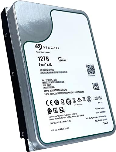 Seagate Exos X18 12TB 7200 RPM 512e/4Kn SATA 6Gb/s 256MB Cache 3.5-Inch Enterprise HDD (ST12000NM000J (Renewed