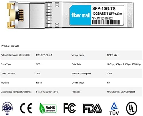 10G SFP+ RJ45 80m for Dell Force10 SFP-10G-T-80 GP-10GSFP-T80 10GBASE-T SFP+ 80m RJ45 Cat6a/7 Mini-GBIC 10gb Copper R-J45 Transceiver Module