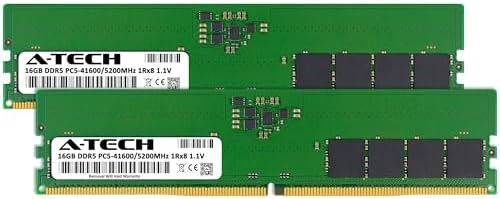 A-Tech 32GB DDR5 4800MHz PC5-38400 CL40 UDIMM 2Rx8 Dual Rank 1.1V Non-ECC Unbuffered DIMM 288-Pin Desktop PC/Computer RAM Memory Upgrade Module|B0B17JW787