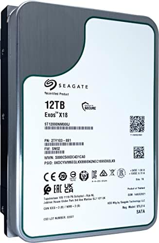 Seagate Exos X18 12TB 7200 RPM 512e/4Kn SATA 6Gb/s 256MB Cache 3.5-Inch Enterprise HDD (ST12000NM000J (Renewed