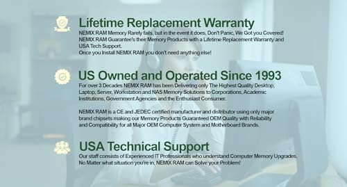 NEMIX RAM 16GB (1X16GB DDR4 3200MHZ PC4-25600 2Rx8 1.2V CL22 288-PIN ECC Unbuffered UDIMM Compatible with Dell PowerEdge R350 Rack Server