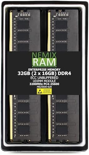 NEMIX RAM 16GB (1X16GB DDR4 3200MHZ PC4-25600 2Rx8 1.2V CL22 288-PIN ECC Unbuffered UDIMM Compatible with Dell PowerEdge R350 Rack Server