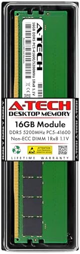 A-Tech 32GB DDR5 4800MHz PC5-38400 CL40 UDIMM 2Rx8 Dual Rank 1.1V Non-ECC Unbuffered DIMM 288-Pin Desktop PC/Computer RAM Memory Upgrade Module|B0B17JW787