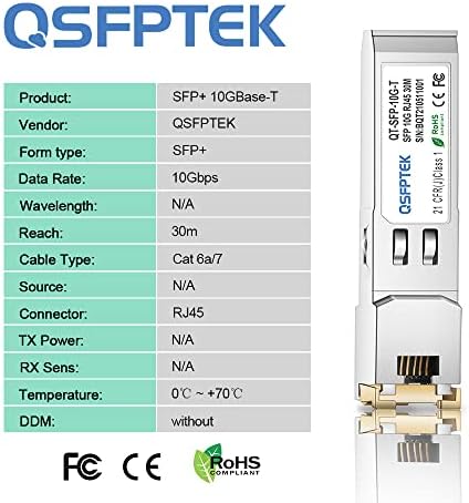 10G LR SFP+ Module, 10GBASE-LR Gigabit Ethernet Optic Transceiver, 10GbE Network MINI GBIC, SMF 1310nm 10km DDM LC Single-Mode for Cisco SFP-10G-LR, Mikrotik S-31DLC20D and Other Open Switch|B07QXP6YW5