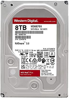 Western Digital 8TB WD Red Plus NAS Internal Hard Drive HDD - 7200 RPM, SATA 6 Gb/s, CMR, 256 MB Cache, 3.5" - WD80EFBX|B08TZT47VT